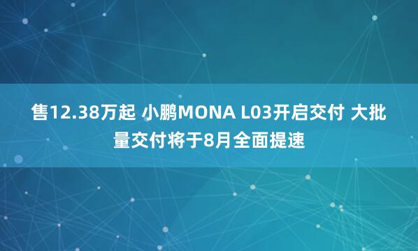 售12.38万起 小鹏MONA L03开启交付 大批量交付将于8月全面提速