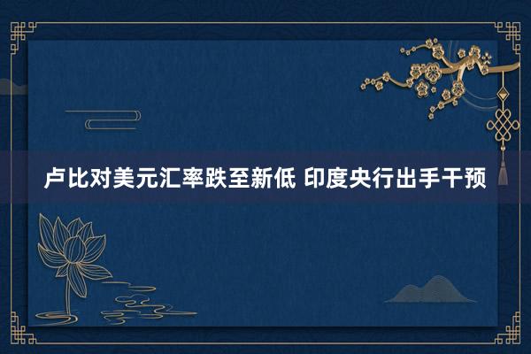 卢比对美元汇率跌至新低 印度央行出手干预