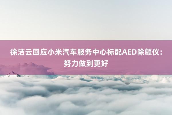 徐洁云回应小米汽车服务中心标配AED除颤仪：努力做到更好