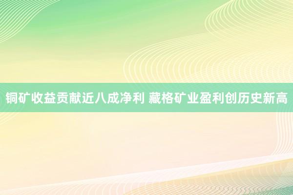 铜矿收益贡献近八成净利 藏格矿业盈利创历史新高