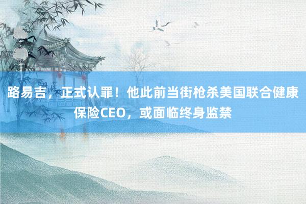 路易吉，正式认罪！他此前当街枪杀美国联合健康保险CEO，或面临终身监禁