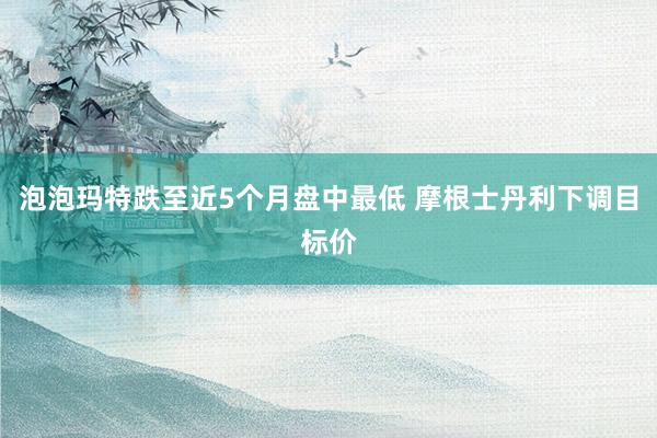泡泡玛特跌至近5个月盘中最低 摩根士丹利下调目标价