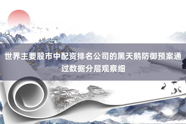 世界主要股市中配资排名公司的黑天鹅防御预案通过数据分层观察细