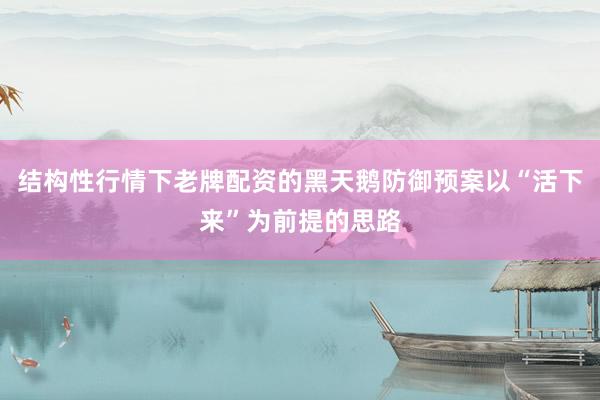 结构性行情下老牌配资的黑天鹅防御预案以“活下来”为前提的思路