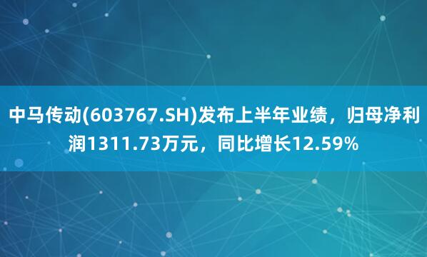 中马传动(603767.SH)发布上半年业绩，归母净利润1311.73万元，同比增长12.59%
