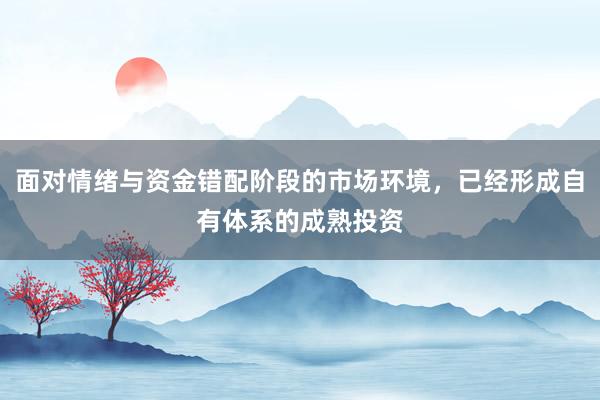 面对情绪与资金错配阶段的市场环境，已经形成自有体系的成熟投资
