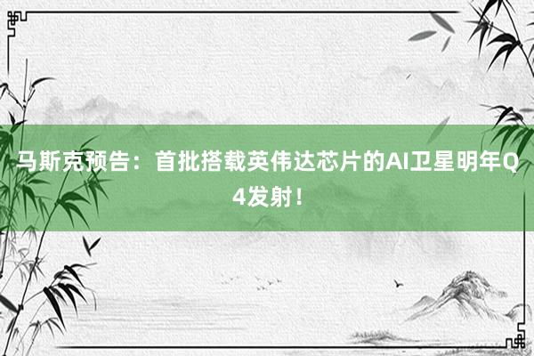 马斯克预告：首批搭载英伟达芯片的AI卫星明年Q4发射！