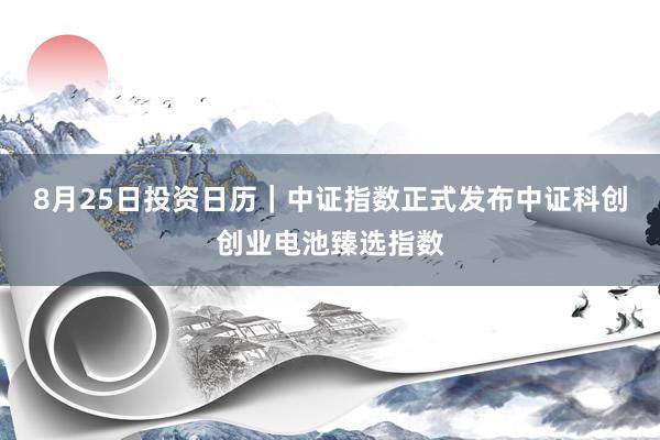 8月25日投资日历｜中证指数正式发布中证科创创业电池臻选指数