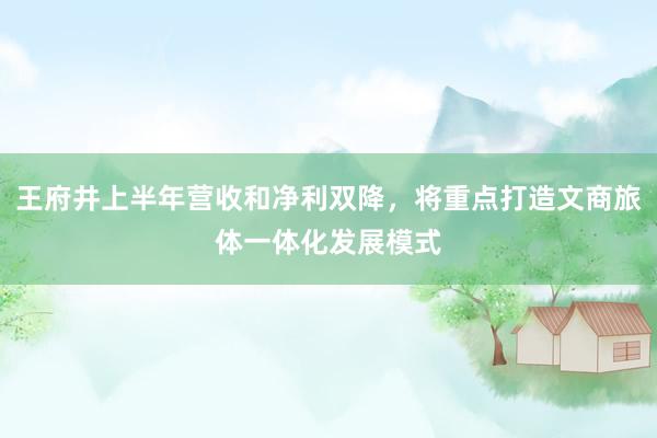 王府井上半年营收和净利双降，将重点打造文商旅体一体化发展模式