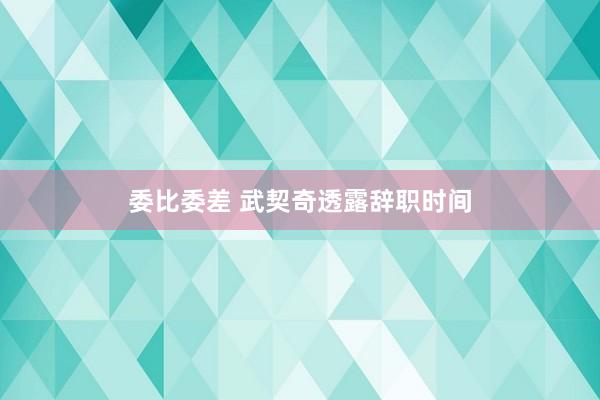 委比委差 武契奇透露辞职时间