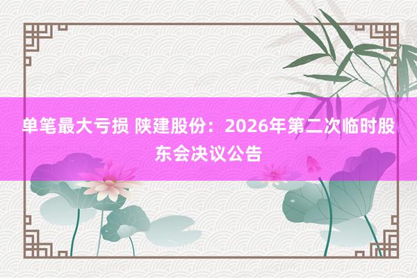 单笔最大亏损 陕建股份：2026年第二次临时股东会决议公告
