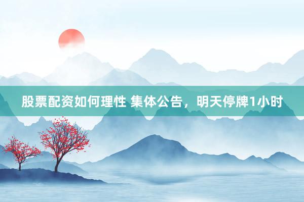 股票配资如何理性 集体公告，明天停牌1小时