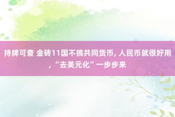 持牌可查 金砖11国不搞共同货币, 人民币就很好用, “去美元化”一步步来