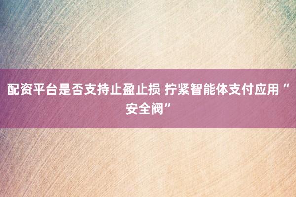 配资平台是否支持止盈止损 拧紧智能体支付应用“安全阀”